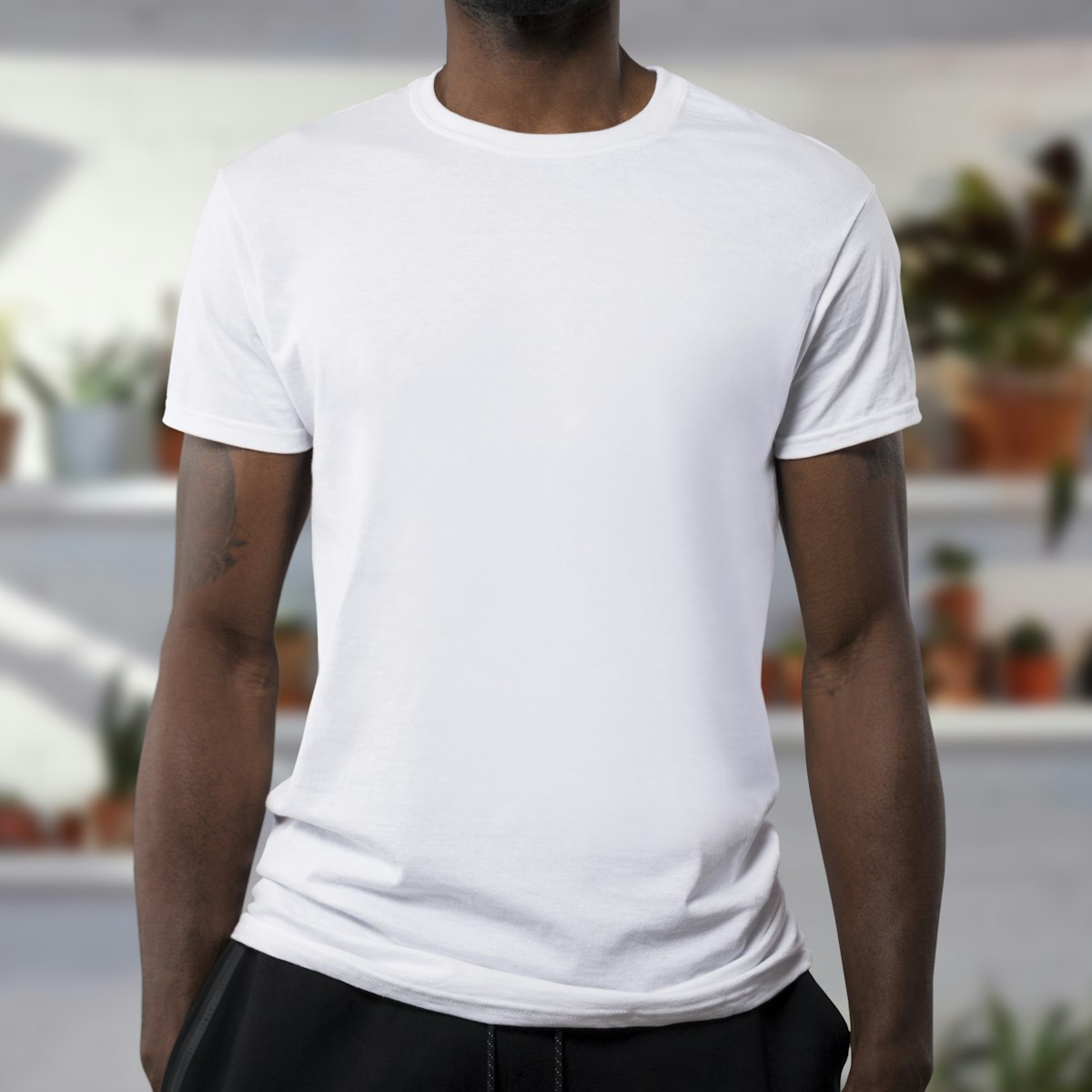 Branded tee on model